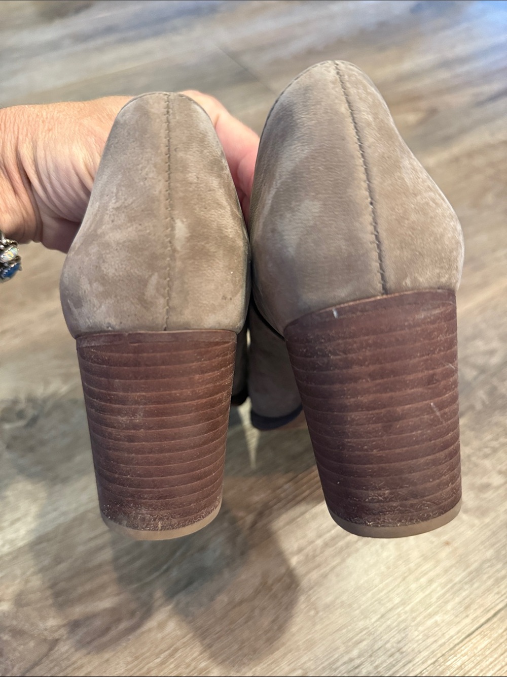 Gianni Bini Drive-In Tan Suede Block Heel Booties Size 9 - Picture 4 of 7